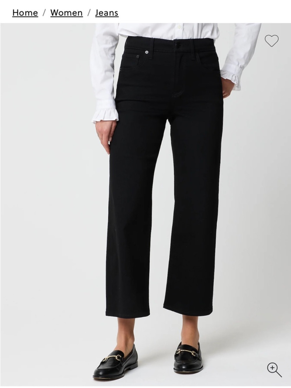 J. Crew Black Cropped wide leg Jeans Size 28